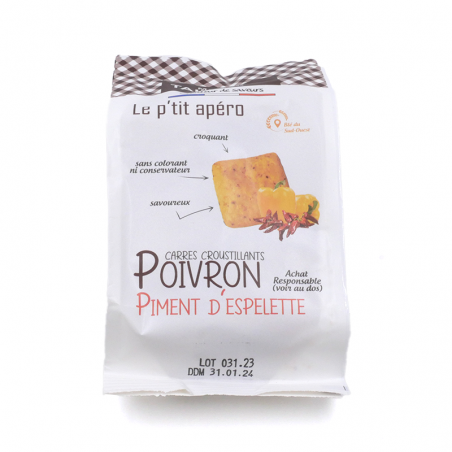 Carrés croustillant poivron au piment d'Espelette